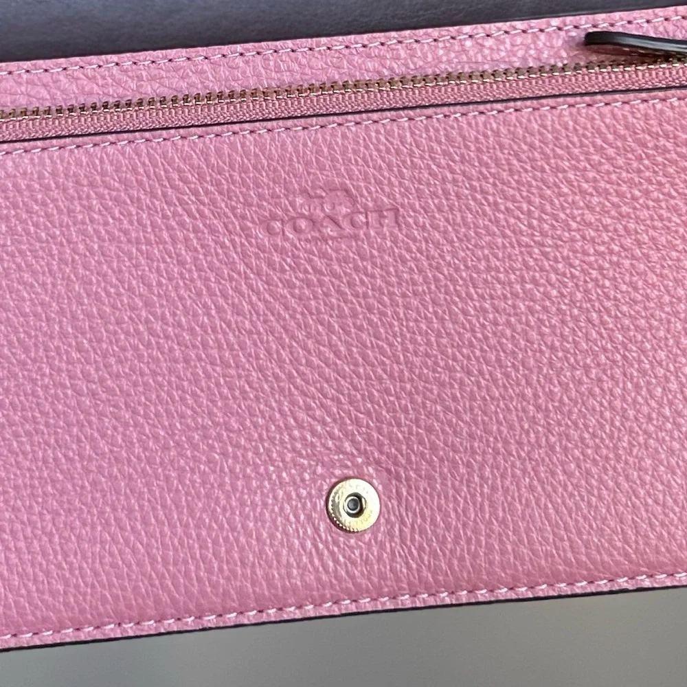 Coach Anna Foldover Pink Pebbled Leather Clutch/No Strap! - Picture 4 of 9
